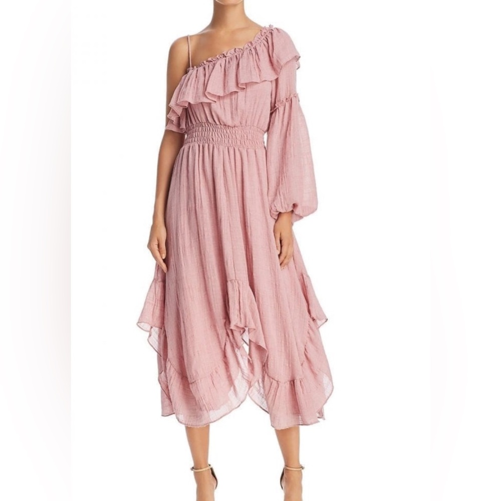 MISA LOS ANGELES - Vola One-Shoulder Dusty Pink Dress